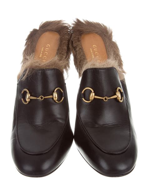 gucci cognac princetown mule|Gucci princetown mule with fur.